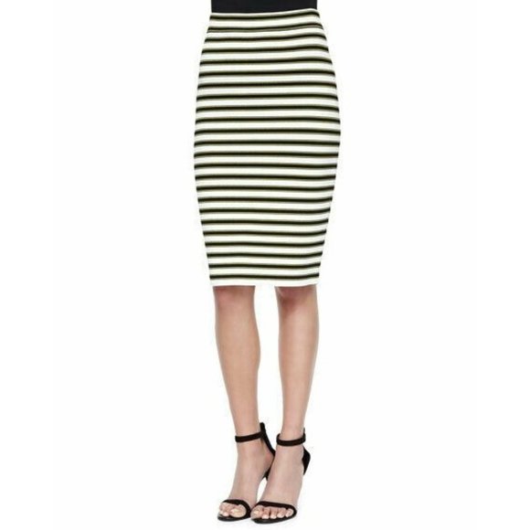 A.L.C. NWT Pencil Skirt Marilyn Stripe Knee Length Yellow Black ALC Small - Picture 2 of 7